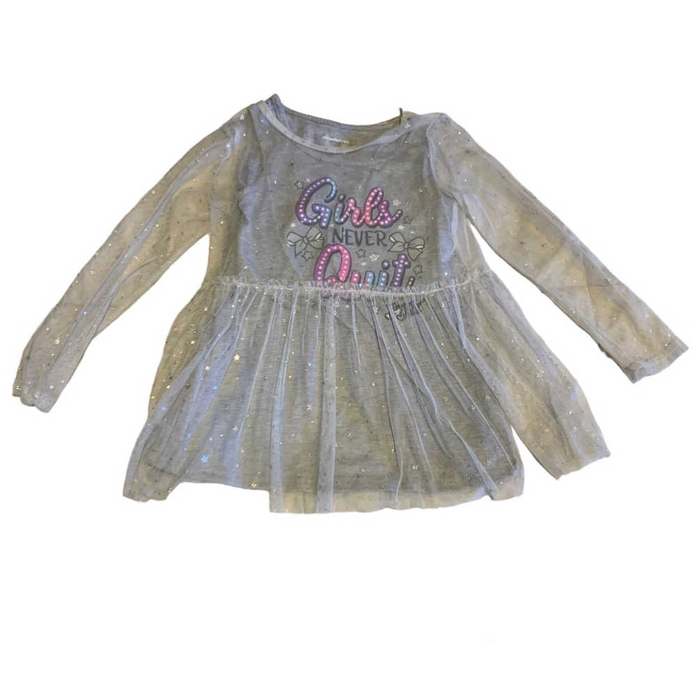 JOJO SIWA Gray sheer Sparkle 2 piece Top set small 6/6x Denim Shorts